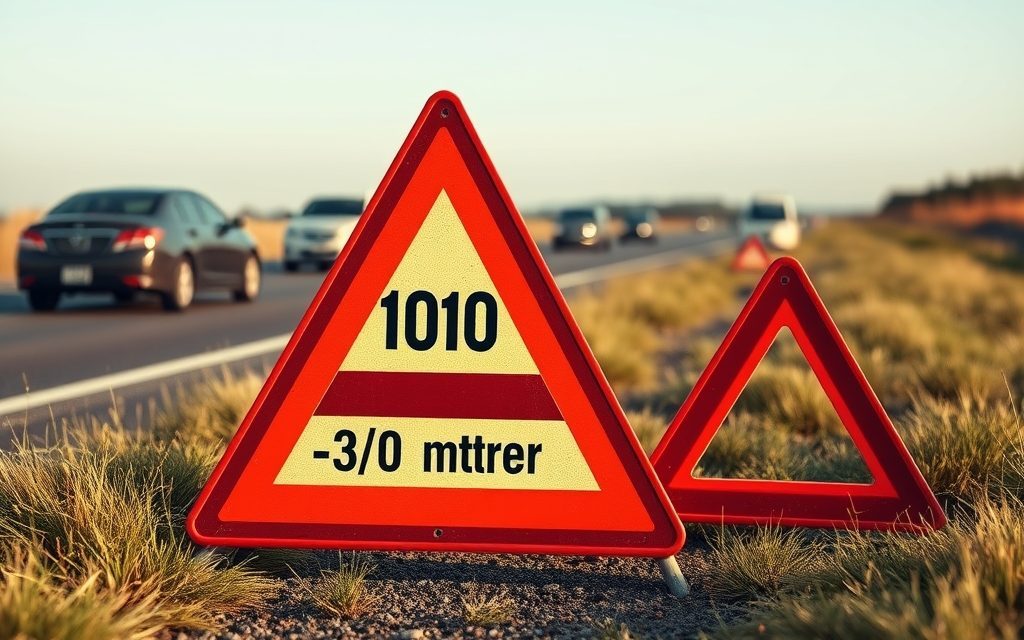 Jak ustawić trójkąt ostrzegawczy – odległość 100 m i 30–50 m, pobocze oraz najczęstsze błędy